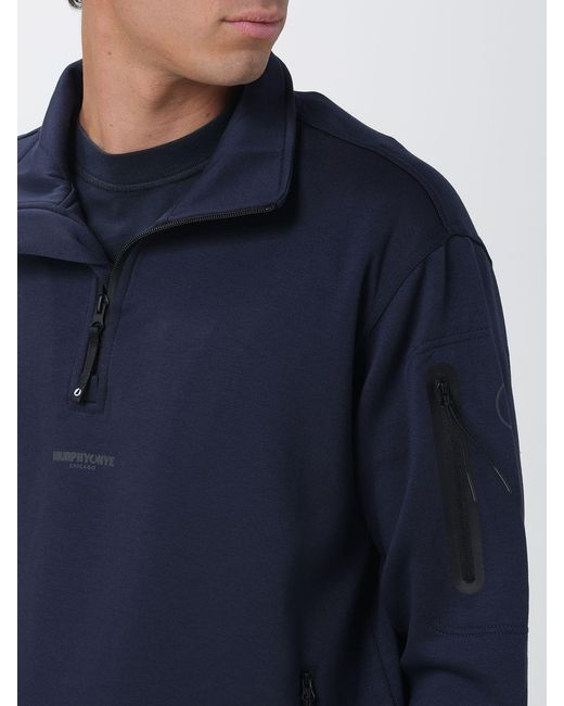Murphy & Nye Blue High-Neck Sweatshirt With Half-Zip Closure for men