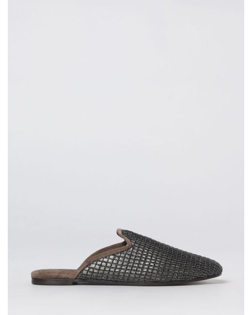 Brunello Cucinelli White Suede Calfskin Sabots