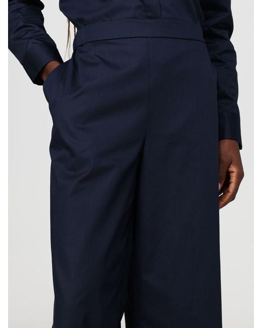 Max Mara Blue Cotton Cropped Trousers