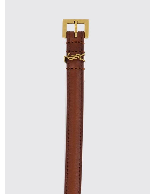 Saint Laurent White Smooth Calfskin Leather Belt With Ysl Monogram Buckle