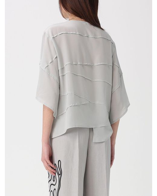 Liviana Conti Gray Iris Silk Blouse