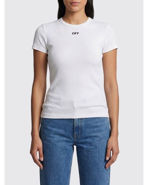 Off-White c/o Virgil Abloh Blue Cotton T-Shirts With Logo