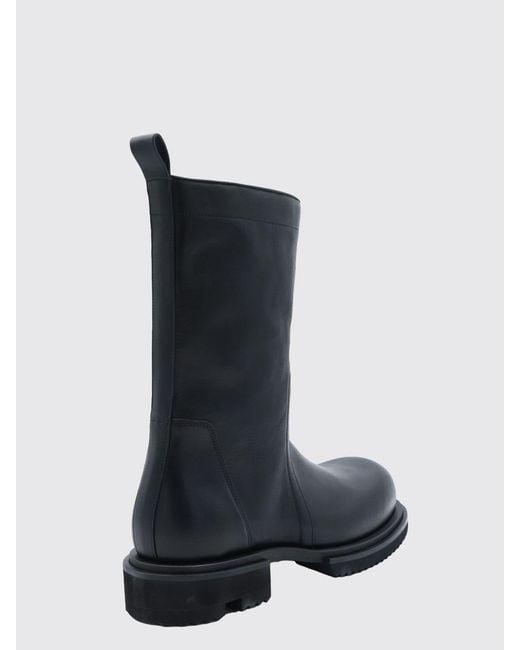 Rick Owens Black Leather Biker Ankle Boots With Extralight Rubber Sole for men