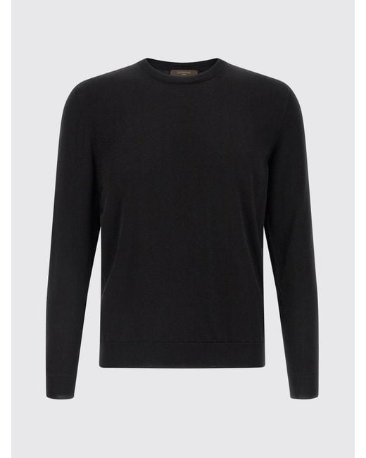 Zanone Black Cotton Crew Neck Sweater for men
