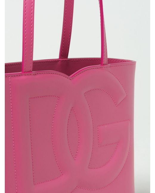Borsa in pelle con monogram di Dolce & Gabbana in Pink