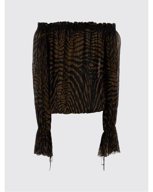 Blumarine Black Viscose Blouse With Animal Print