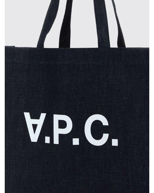 A.P.C. Black Cotton Denim Tote Bag for men