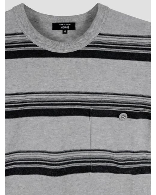 Comme des Garçons Gray Comme Des GarÇ Ons Homme Plus Striped Cotton T-Shirt With Patch Pocket for men