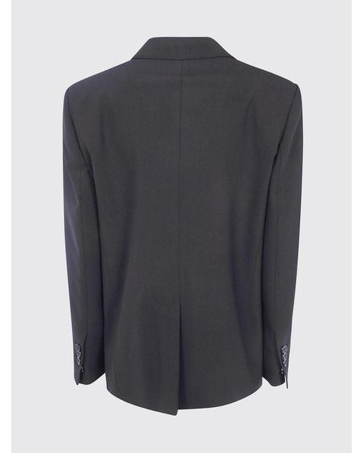 DSquared² Blue Single-Breasted Wool Blend Blazer With Peak Lapels And Flap Pockets
