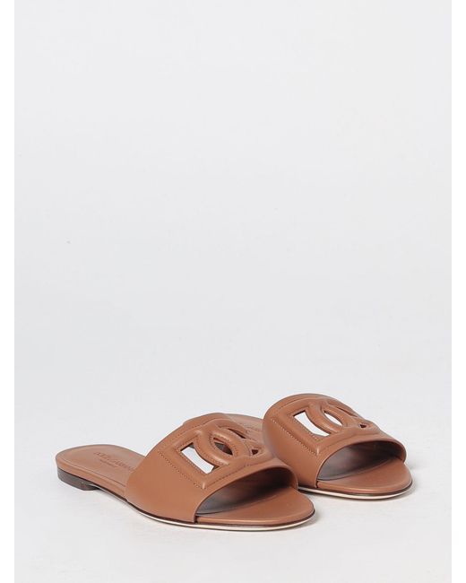 Dolce & Gabbana Brown Dolce &Amp Gabbana Leather Mule Sandals With Dg Monogram And Low Heel