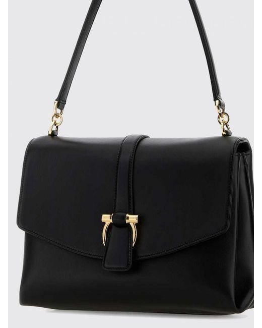 Ferragamo Black Calf Leather Shoulder Bag