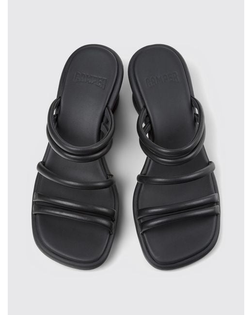 Camper White Louise Leather Wedge Sandals