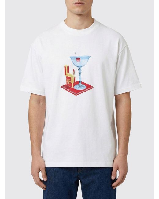 Drole de Monsieur White Printed Cotton T-Shirt for men