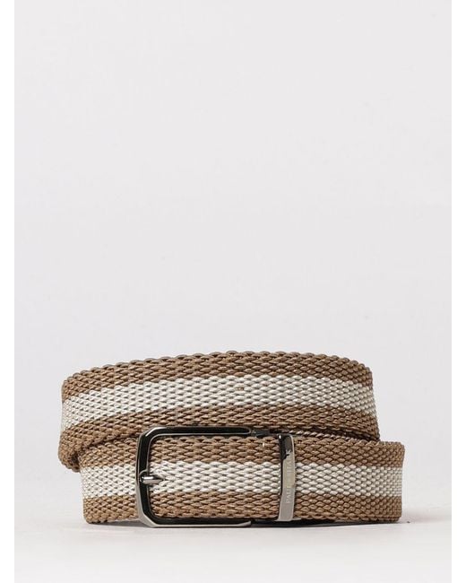 Paul & Shark Brown Paul &Amp Shark Striped Viscose Canvas Belt for men