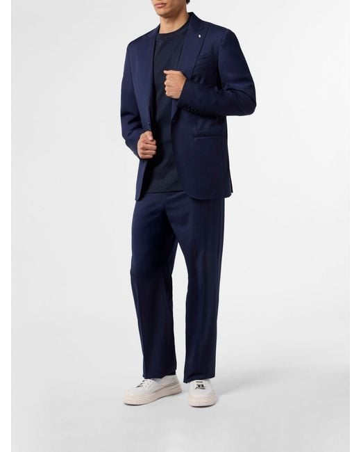 Billionaire Blue Virgin Wool Single-Breasted Blazer for men