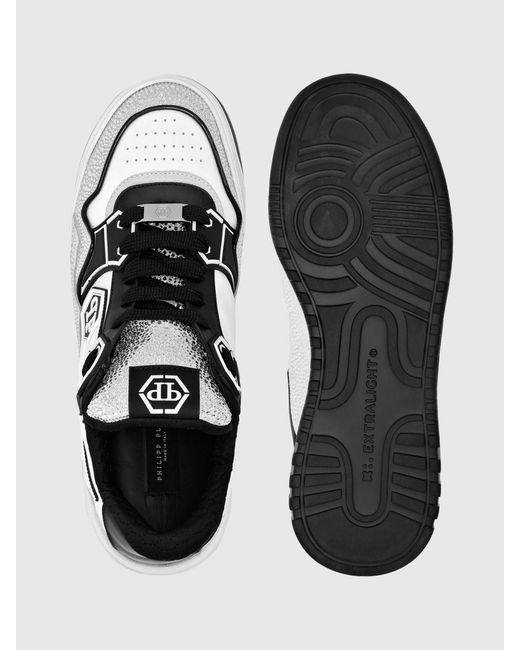 Philipp Plein White Leather And Rubber Rhinestone Sneakers for men