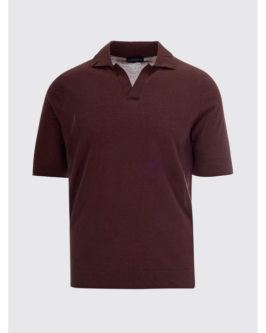 Ballantyne Red Cotton Knit Polo Shirt for men
