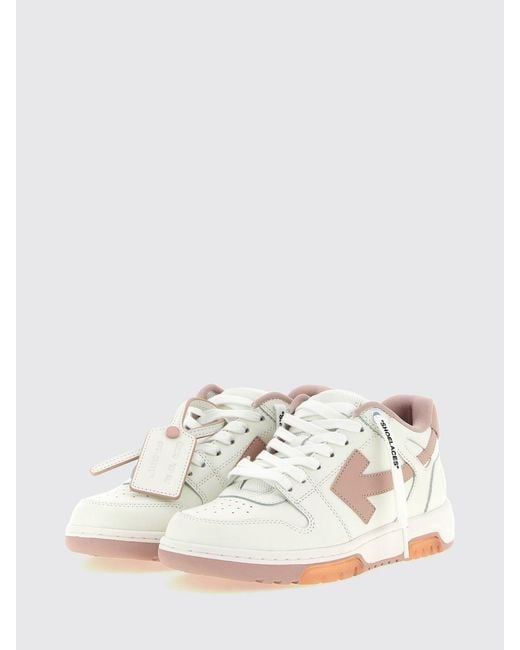 Off-White c/o Virgil Abloh White Out Of Office Low-Top Leather Sneakers With Perforated Toe And Logo