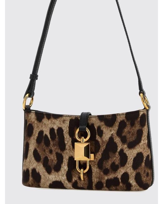 Dolce & Gabbana White Dolce &Amp Gabbana Lock Animal Print Twill Bag
