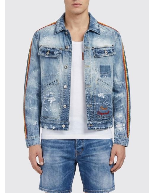DSquared² Blue Bleached Denim Jacket for men
