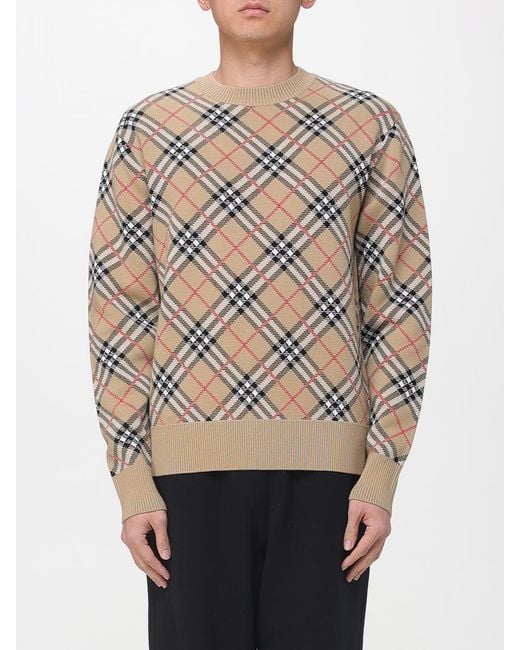 Burberry Gray Cotton And Wool Crew-Neck Pullover for men