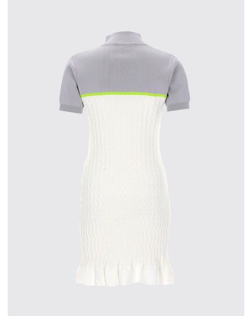 Casablanca White Striped Viscose High-Neck Mini Sheath Dress