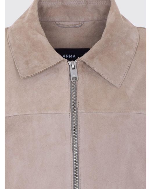 Chaqueta Camisera De Piel De Cabra De Ante Con Bolsillos Franceses Arma de hombre de color Brown
