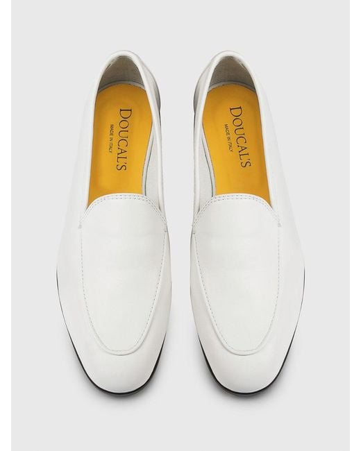 Doucal's White Leather Loafers