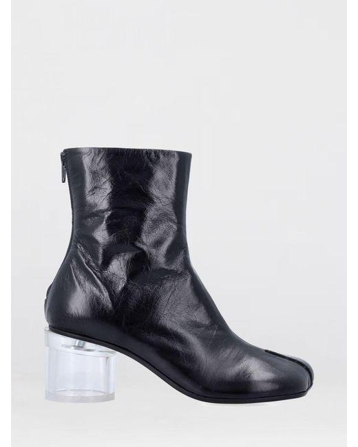 MM6 by Maison Margiela Blue Anatomic Crinkled Leather Ankle Boots