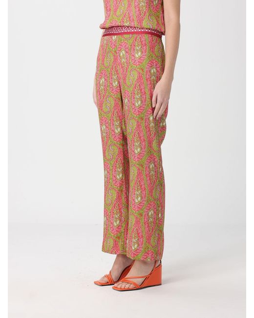 Etro Pink Printed Silk Trousers