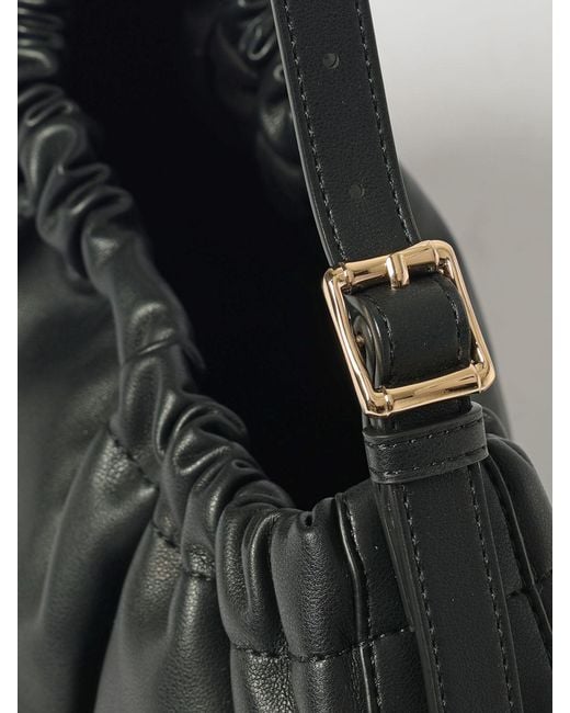 A.P.C. Black Ninon Hoop Ruched Faux Leather Bag