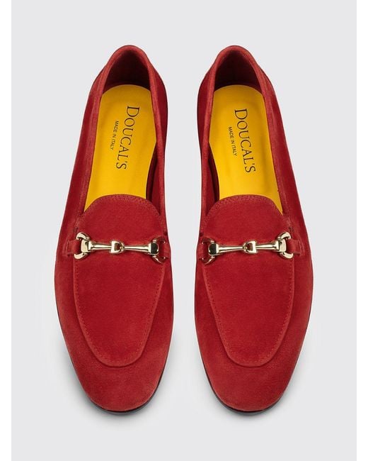 Doucal's Red Suede Loafers With Bit