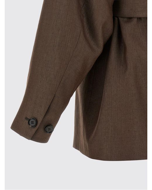 Kiton Brown Linen Blend Blazer With Belt