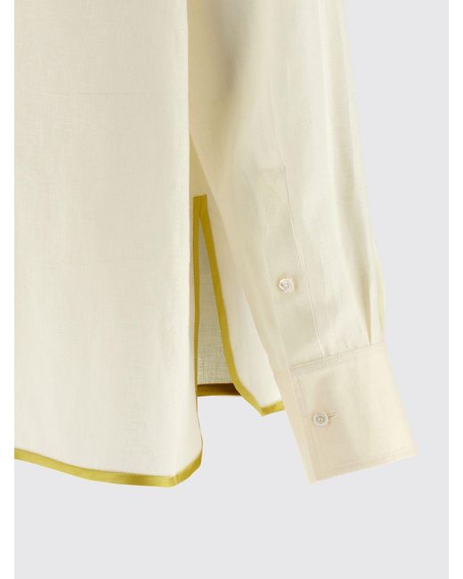 Valentino Natural Linen Shirt With Floral Print