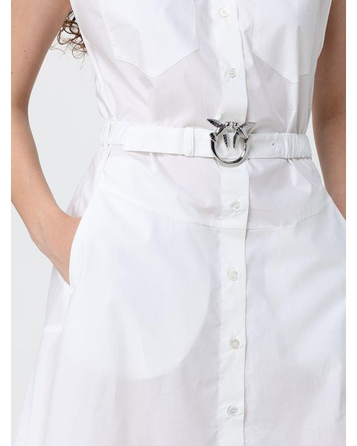 Pinko White Cotton Chemisier Dress