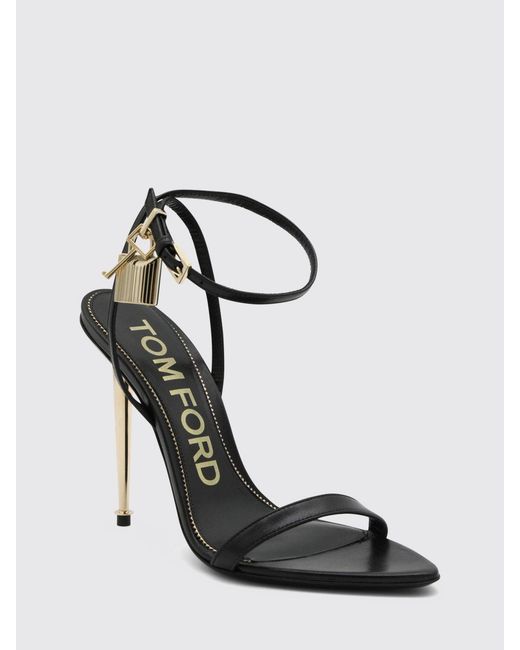 Tom Ford Black Padlock Leather Sandals