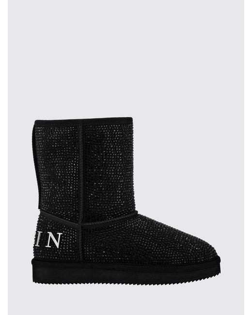 Philipp Plein Black Flat Ankle Boots