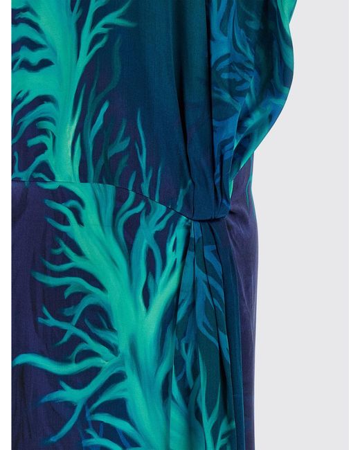 F.R.S For Restless Sleepers Blue Printed Silk Blend Midi Dress F.R.S. For Restless Sleepers