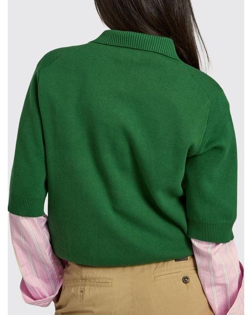 La Martina Green Cotton Knit Polo With Logo