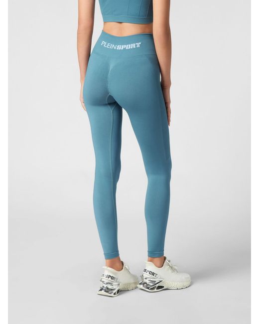 Philipp Plein Blue Technical Stretch Fabric Leggings