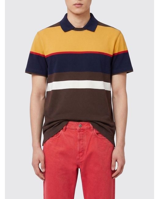 Versace Red Striped Cotton Polo Shirt for men