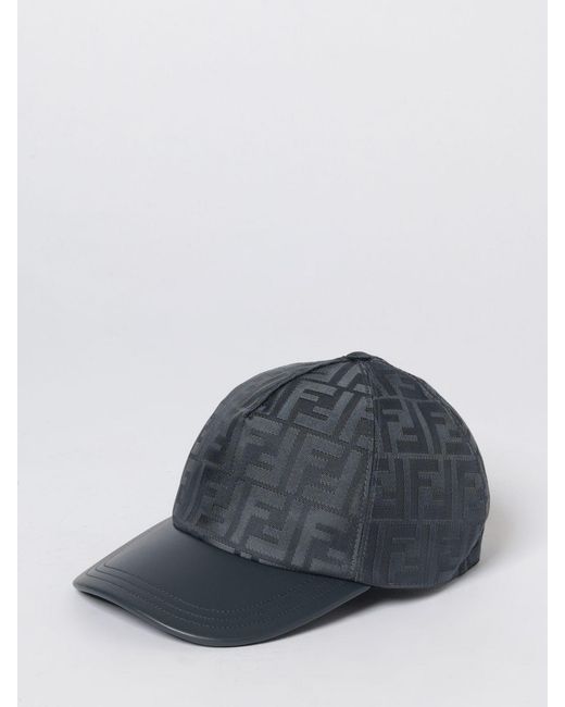 Fendi Ff Hut Aus Jacquard-Nylon Und Leder in Blue für Herren