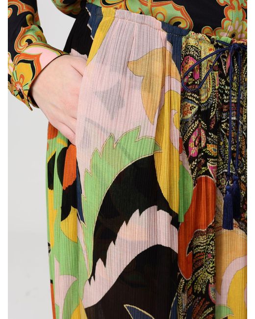 Etro Multicolor Printed Silk Wide Leg Trousers
