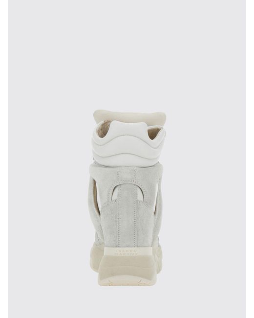 Isabel Marant White Balskee High-Top Leather Wedge Trainers With Velcro