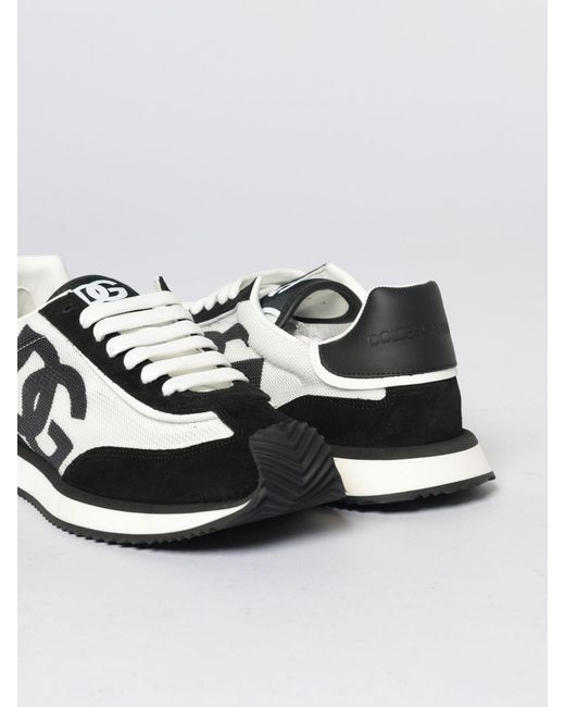 Dolce & Gabbana White Dolce &Amp Gabbana Dg Cushion Suede And Mesh Sneakers for men