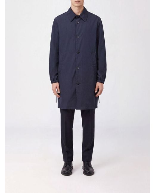 Wooyoungmi Blue Water-Repellent Polyester Trench Coat With Elasticated Cuffs for men