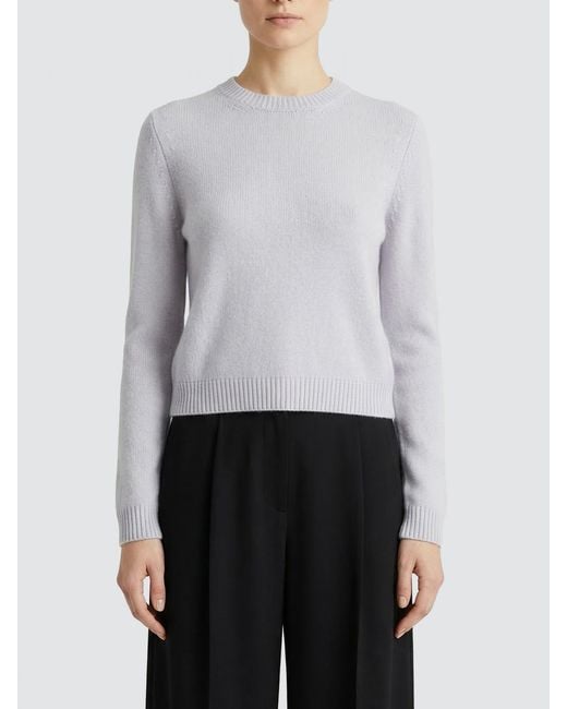 Khaite White Cashmere Crew-Neck Pullover