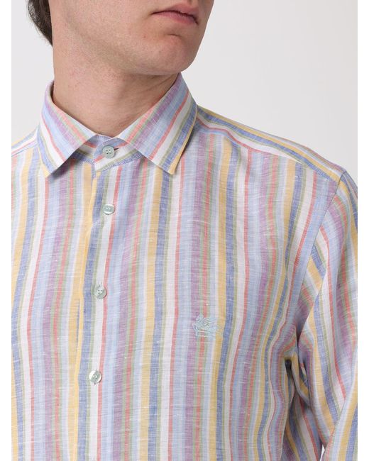 Etro Gray Striped Linen Shirt for men