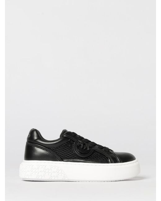 Pinko Black Yoko Leather And Mesh Sneakers