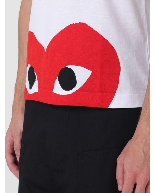 COMME DES GARÇONS PLAY White Comme Des GarÇ Ons Play Crew Neck Cotton T-Shirt With Logo Print for men